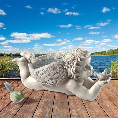 DESIGN TOSCANO God's Messenger Cherub with Bird Angel Statue LY88309